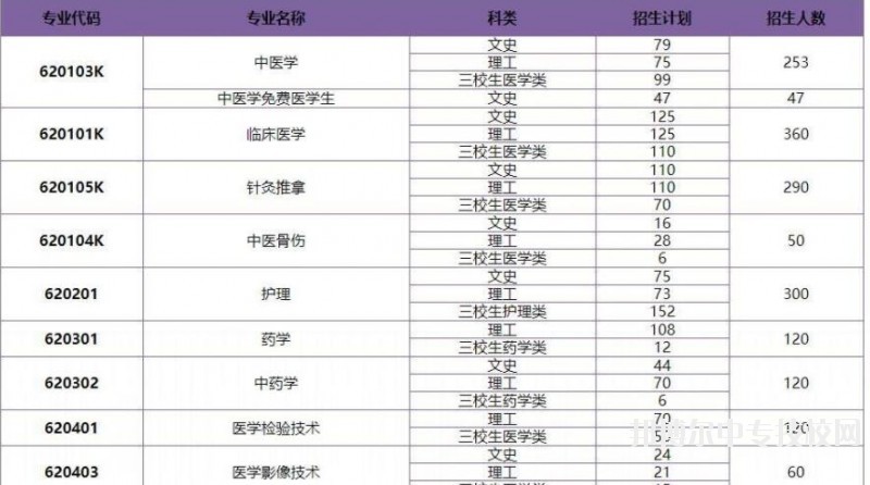 保山中醫(yī)藥高等?？茖W校2018年普通專科招生專業(yè)及計劃人數(shù)